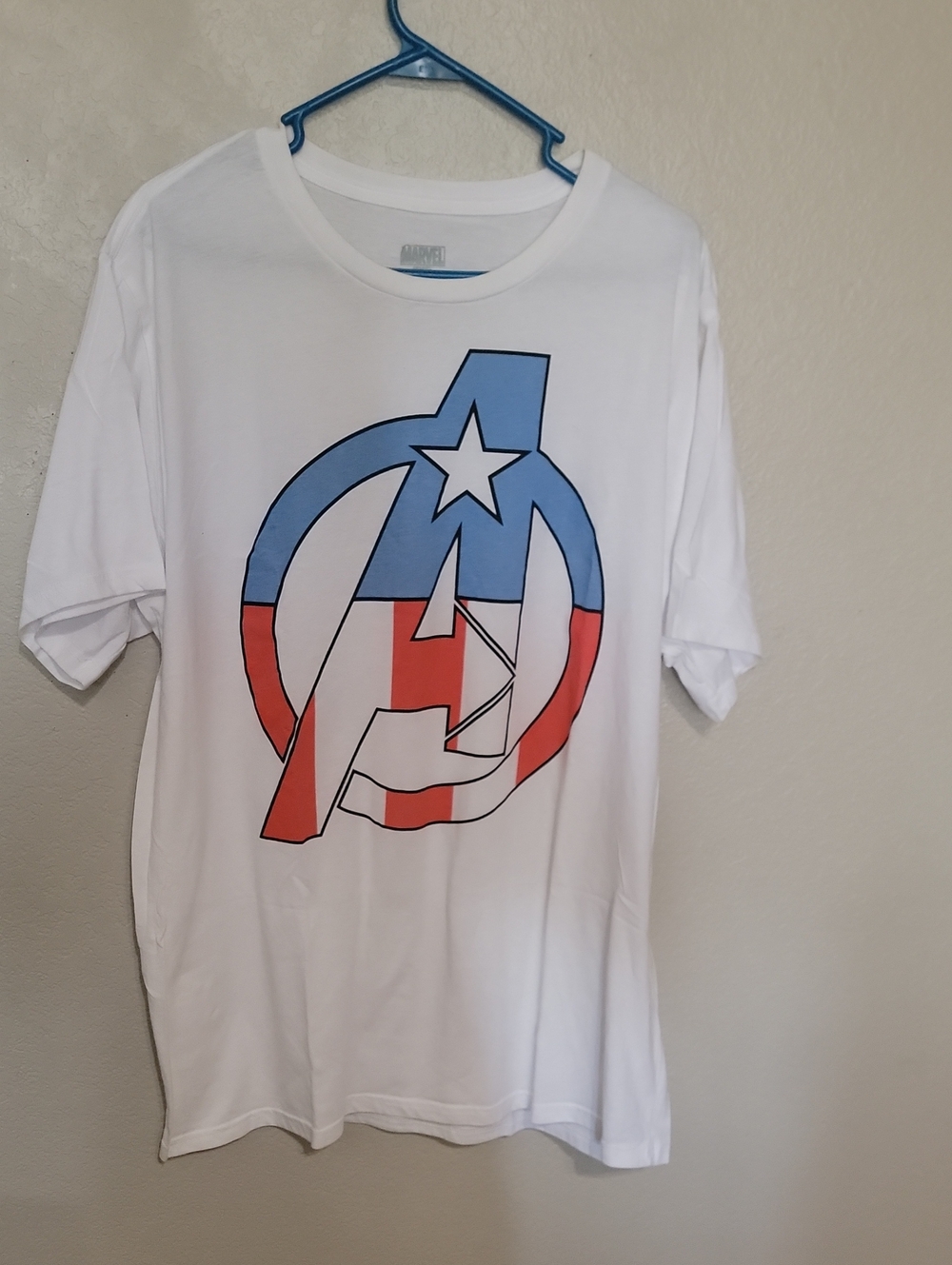 Marvel White Short-Sleeve Tee with Red & Blue Avengers Logo